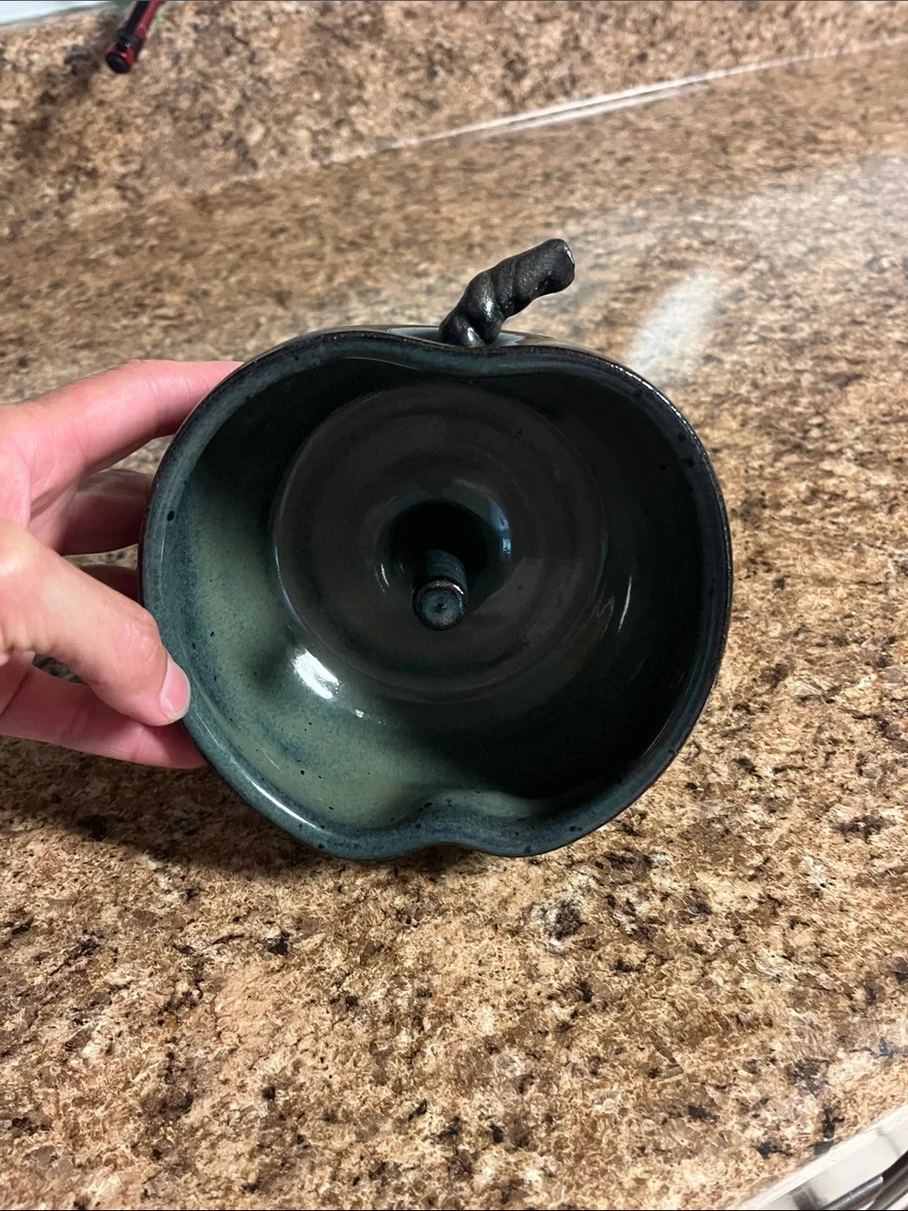 Handmade Green Ceramic/Pottery apple baker